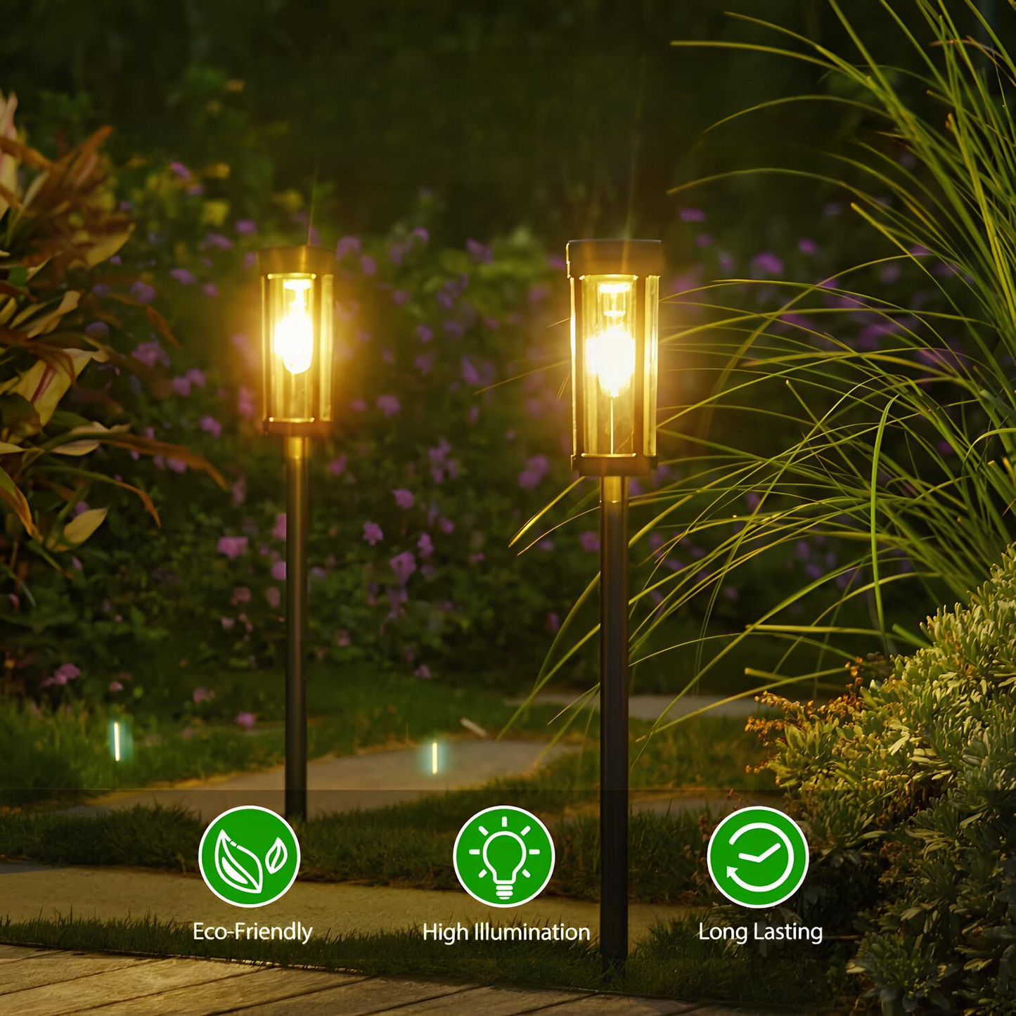 Flickering Flame Garden Lamp - Solar-Powered Outdoor Torch Light