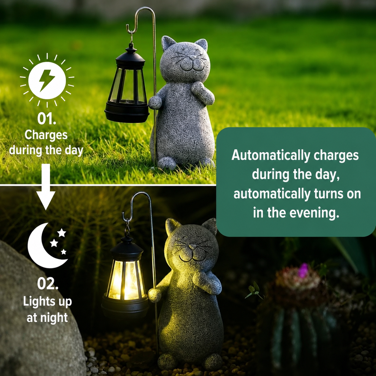 Solar-Powered Cat Garden Light - Weather-Resistant Decor