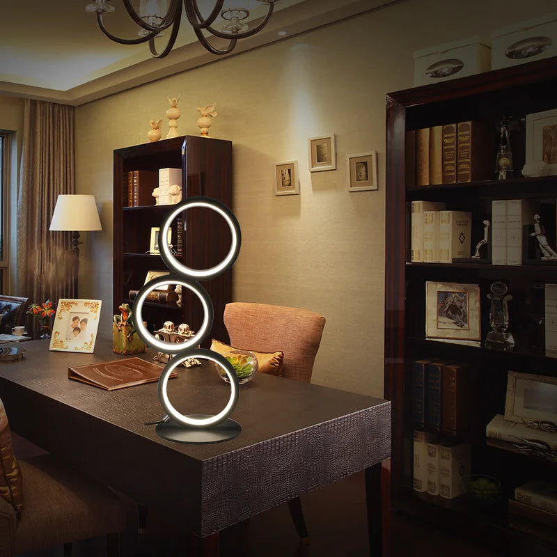 Compact Circular LED Desk Lamp with Adjustable Color Temperatures