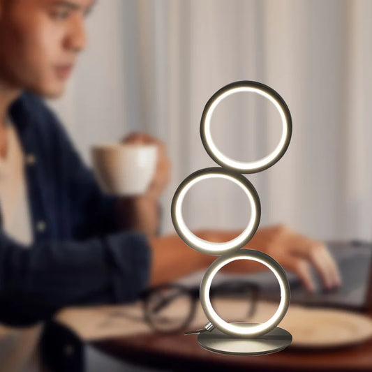 Compact Circular LED Desk Lamp with Adjustable Color Temperatures
