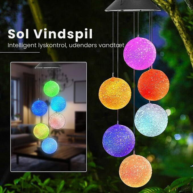 Solar-Powered Crystal Orb Wind Chimes for Enchanting Spaces