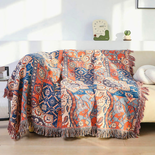 BloomWeave Botanical Cotton Throw for Cozy Comfort