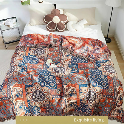 BloomWeave Botanical Cotton Throw for Cozy Comfort