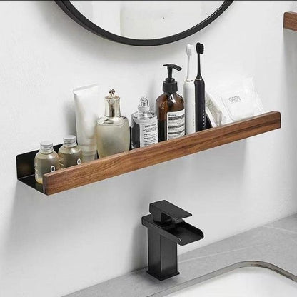 Stylish Wall-Mounted Wooden Shelf for Effortless Bathroom Storage