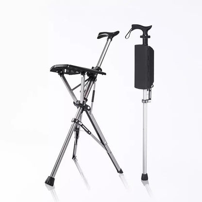 Foldable Walking Stick with Ergonomic Grip and Sitting Feature
