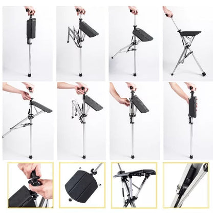 Foldable Walking Stick with Ergonomic Grip and Sitting Feature