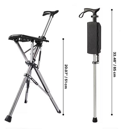 Foldable Walking Stick with Ergonomic Grip and Sitting Feature