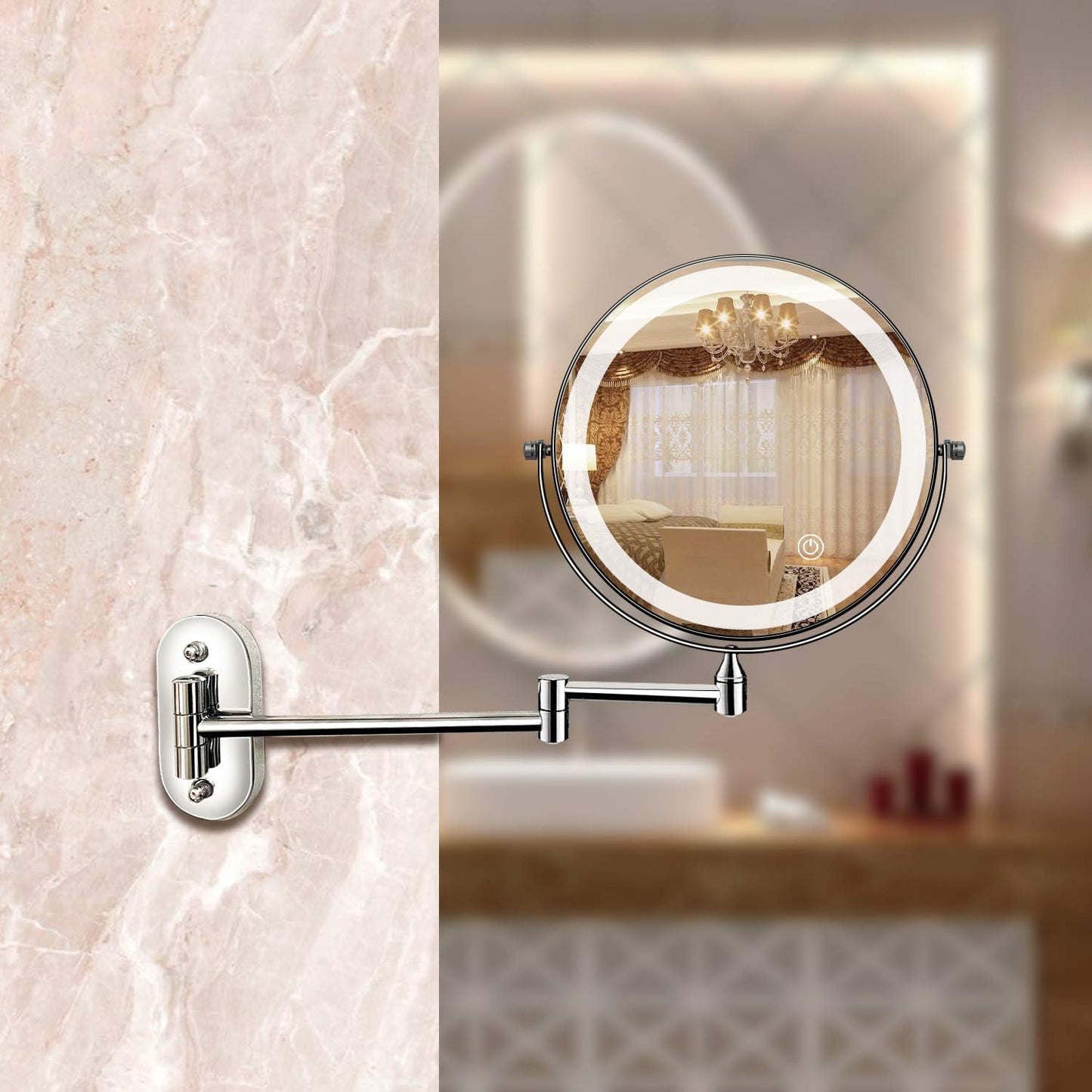 Rechargeable Makeup Mirror with 5x Magnification and LED Lighting