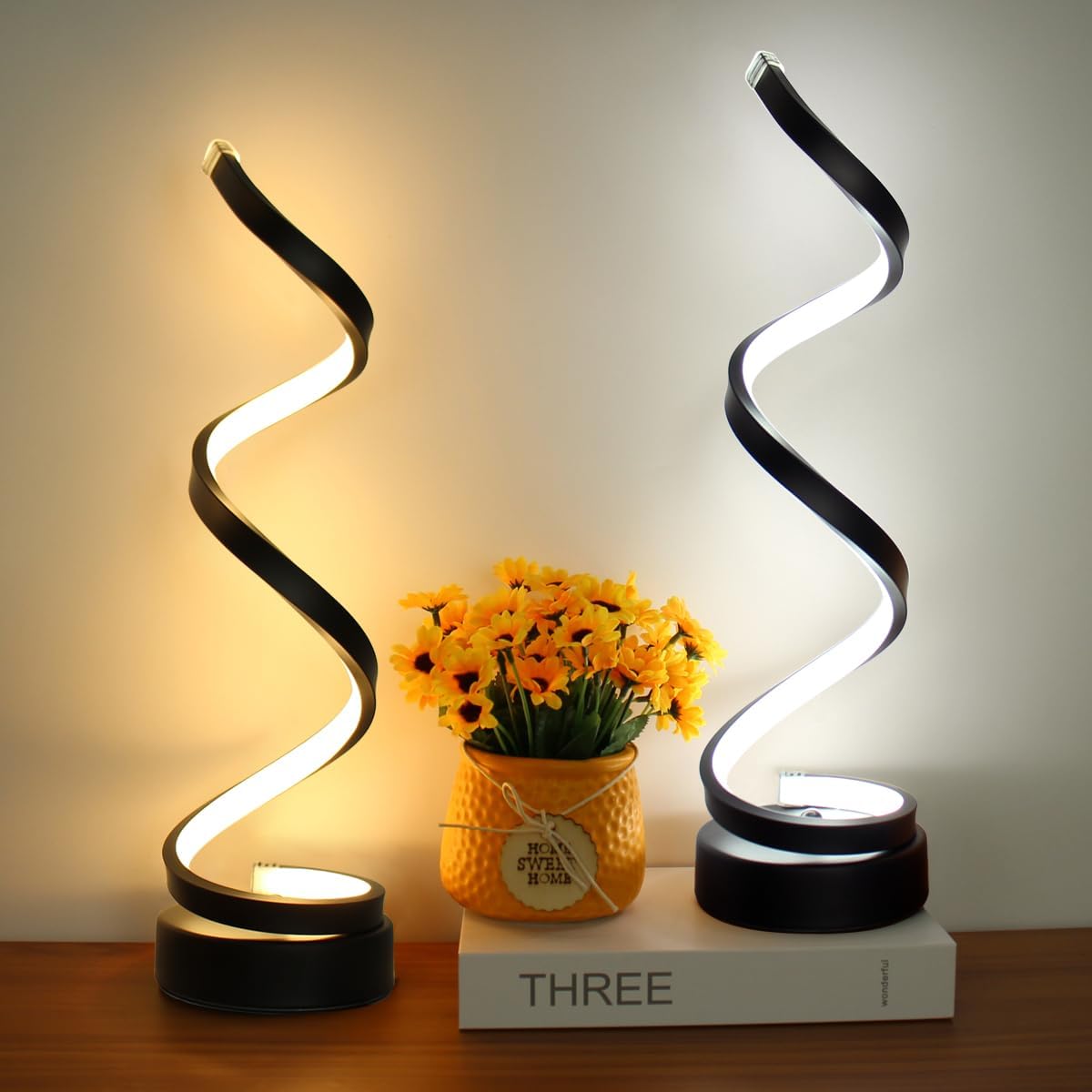 Dimmable LED Table Lamps in Modern Spiral Design