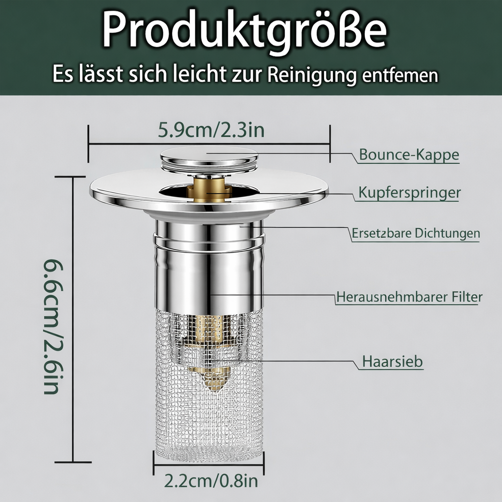 Innovative Sink Drain Stopper | Clog-Free Stainless Steel Filter
