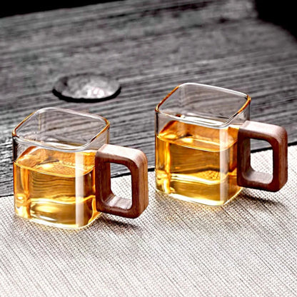 Glass Mug with Wooden Handle