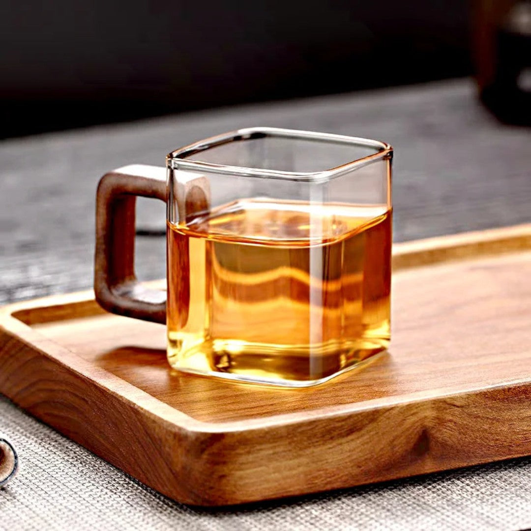 Glass Mug with Wooden Handle
