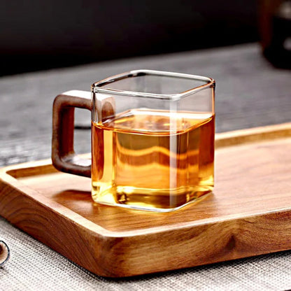 Glass Mug with Wooden Handle