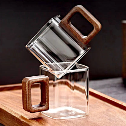 Glass Mug with Wooden Handle