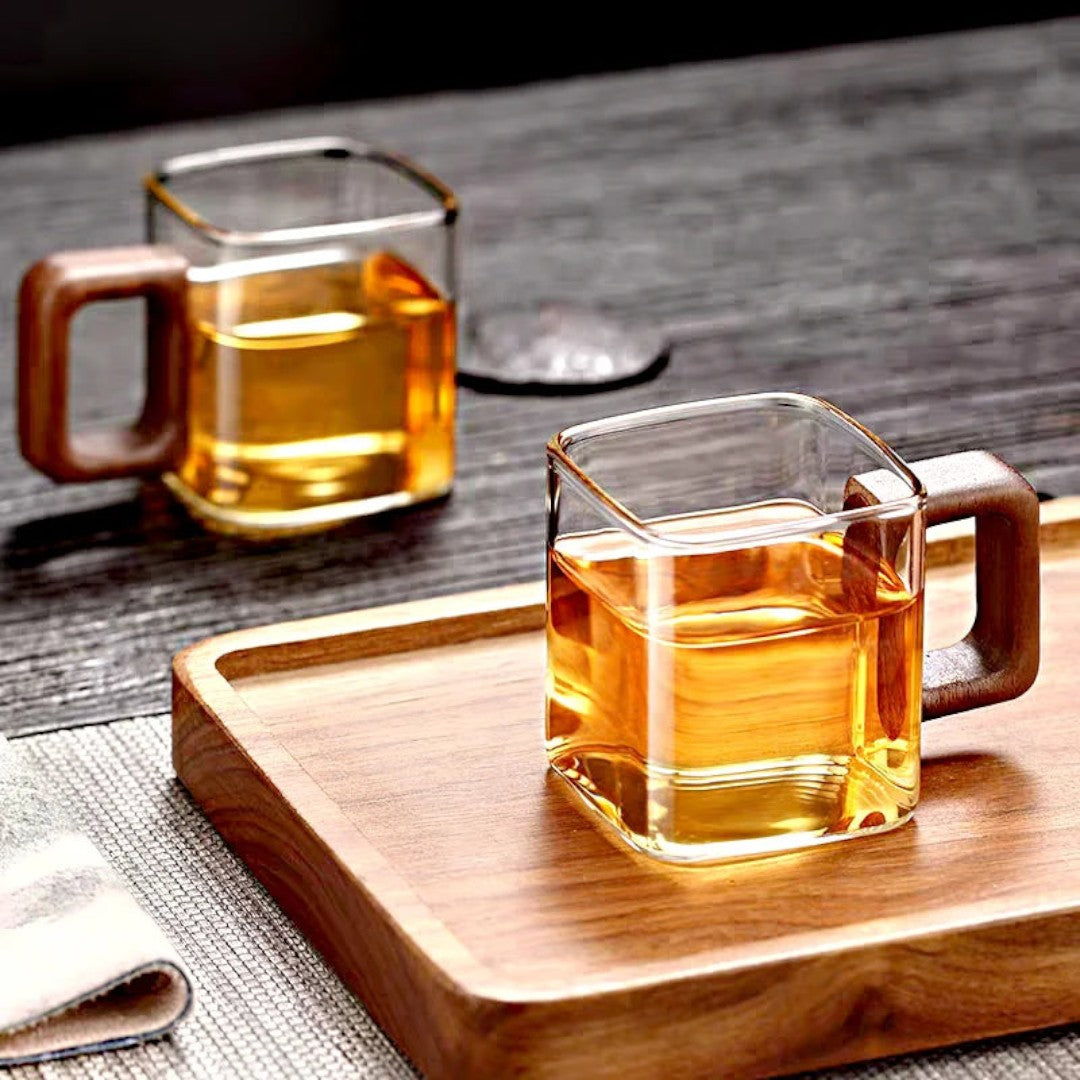 Glass Mug with Wooden Handle
