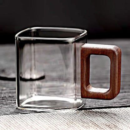 Glass Mug with Wooden Handle