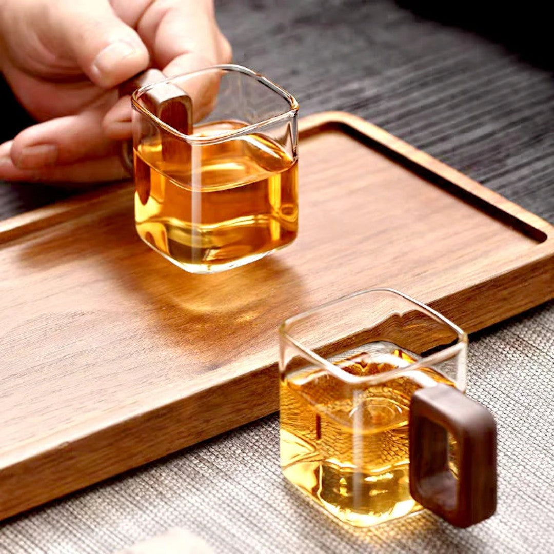 Glass Mug with Wooden Handle