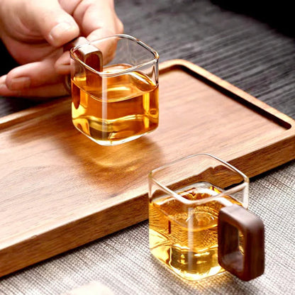 Glass Mug with Wooden Handle