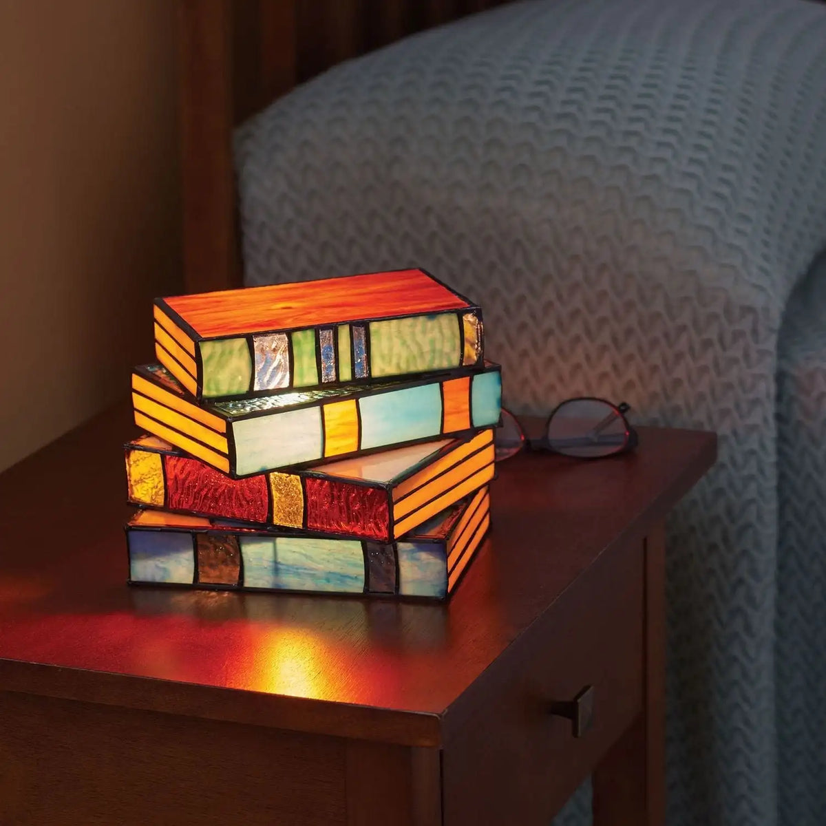 Glass Reading Lamp with Decorative Design