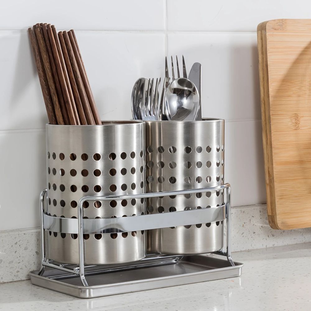 Chic Stainless Steel Kitchen Utensil Organizer