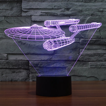 3D Floating Spaceship Lamp with Multicolor LED Lighting