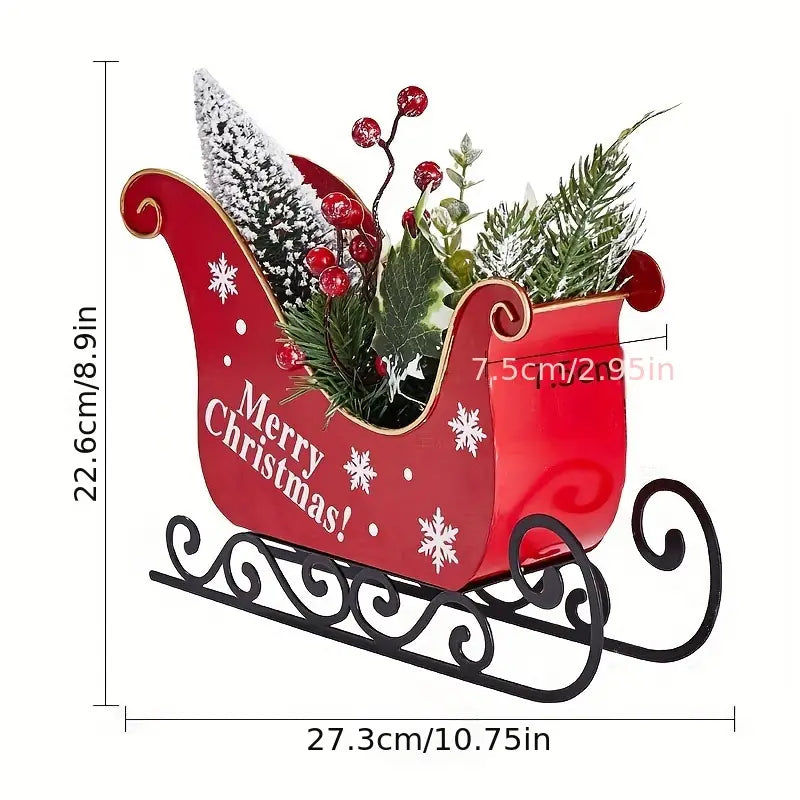 Christmas Sleigh Centerpiece with Star Light – Festive Table Decor