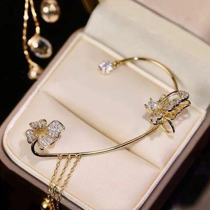 Elegant Butterfly Earrings with Sparkling Zirconia | Chic Women's Drop Earrings with Tassels
