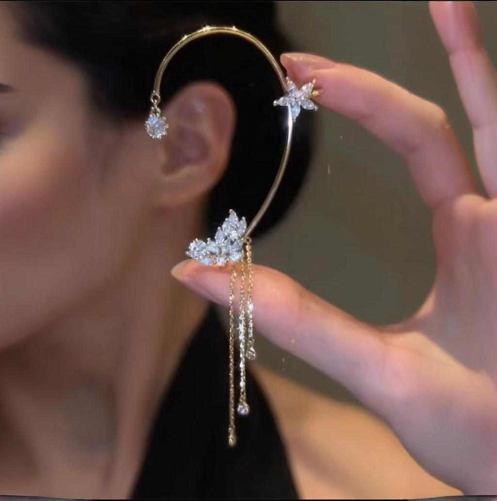 Elegant Butterfly Earrings with Sparkling Zirconia | Chic Women's Drop Earrings with Tassels