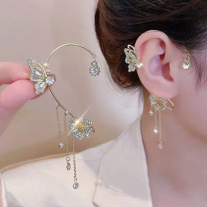 Elegant Butterfly Earrings with Sparkling Zirconia | Chic Women's Drop Earrings with Tassels