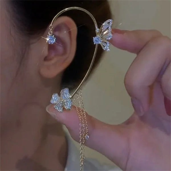 Elegant Butterfly Earrings with Sparkling Zirconia | Chic Women's Drop Earrings with Tassels
