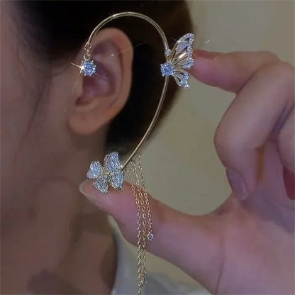 Elegant Butterfly Earrings with Sparkling Zirconia | Chic Women's Drop Earrings with Tassels
