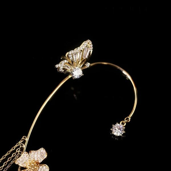 Elegant Butterfly Earrings with Sparkling Zirconia | Chic Women's Drop Earrings with Tassels