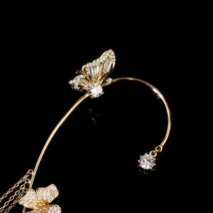 Elegant Butterfly Earrings with Sparkling Zirconia | Chic Women's Drop Earrings with Tassels