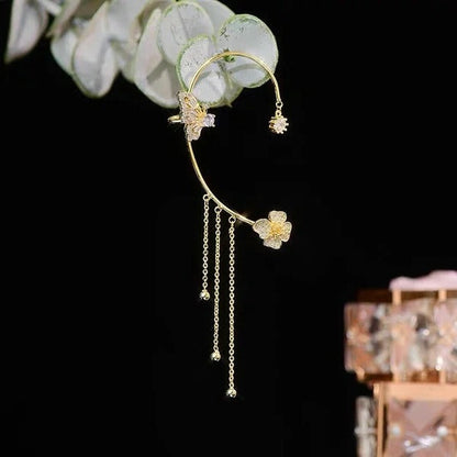 Elegant Butterfly Earrings with Sparkling Zirconia | Chic Women's Drop Earrings with Tassels