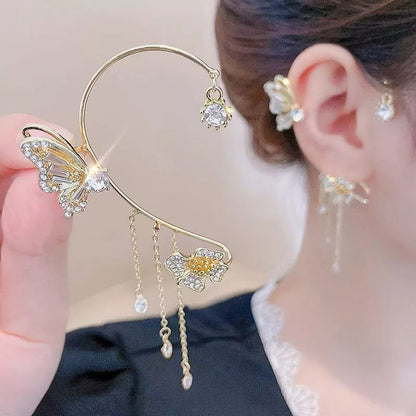Elegant Butterfly Earrings with Sparkling Zirconia | Chic Women's Drop Earrings with Tassels