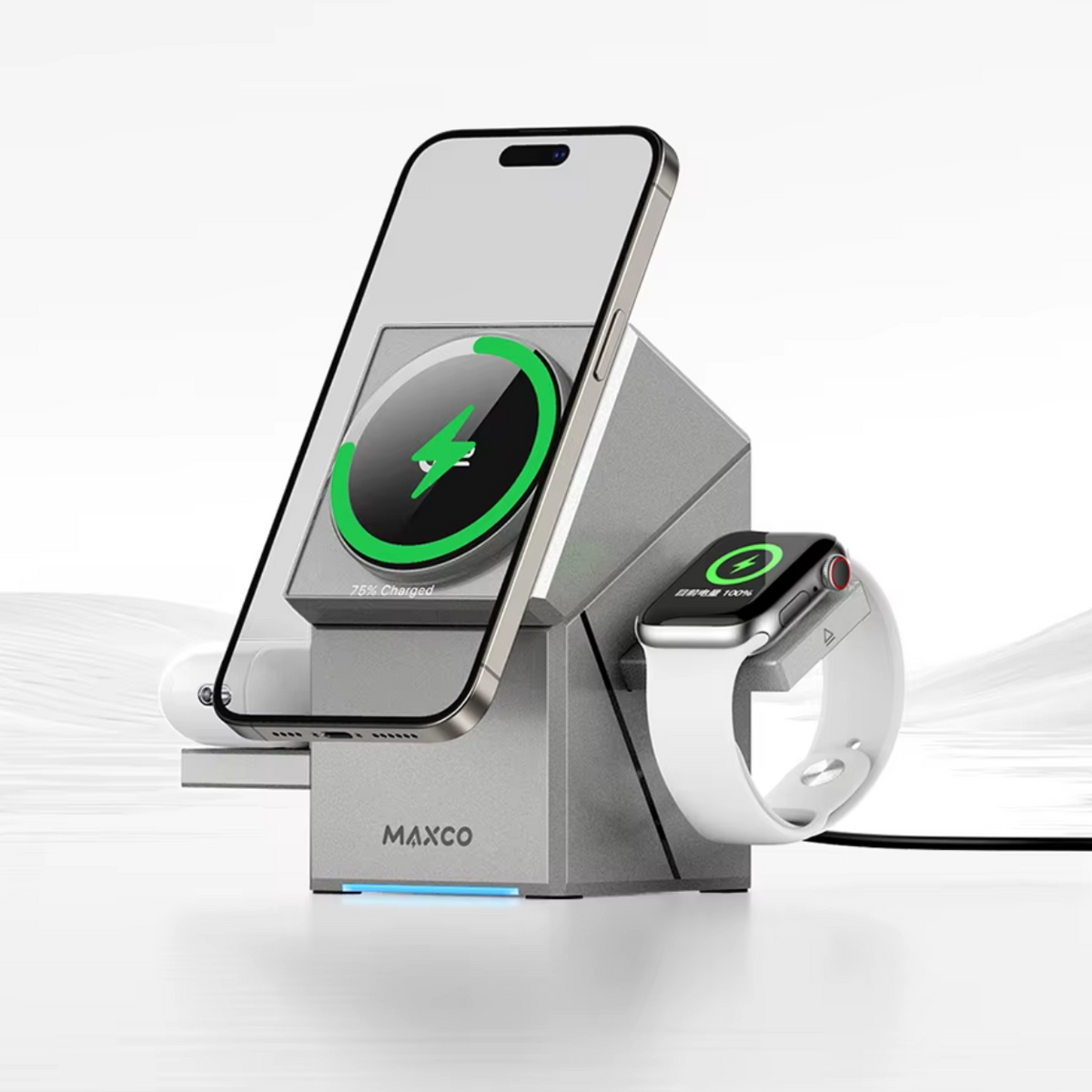 Magnetic Qi Wireless Charger for Phone – 3-in-1 Design