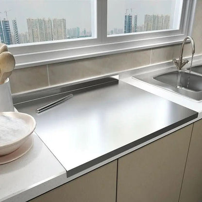Stainless Steel Food Preparation Board with Non-Slip Feet and Edge