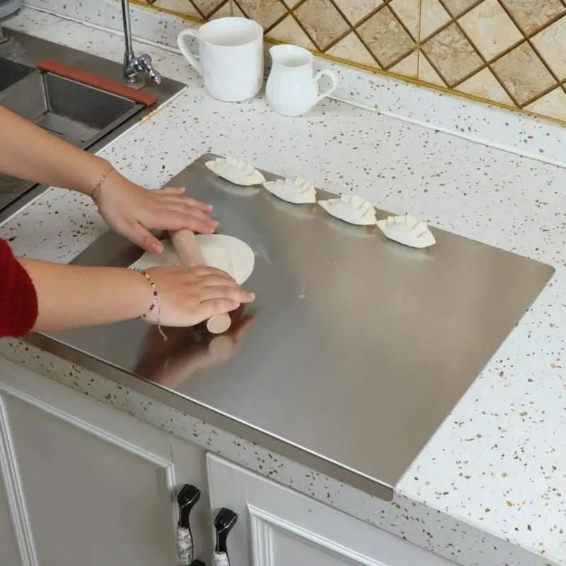 Stainless Steel Food Preparation Board with Non-Slip Feet and Edge