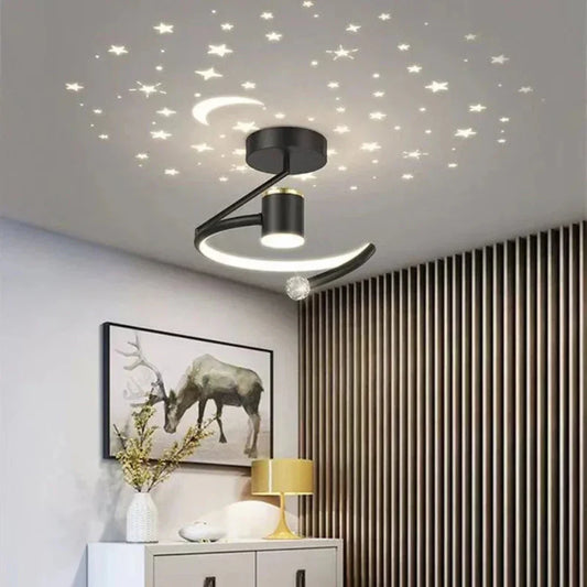 Dimmable Circular LED Ceiling Light – Energy-Efficient Starry Sky Design