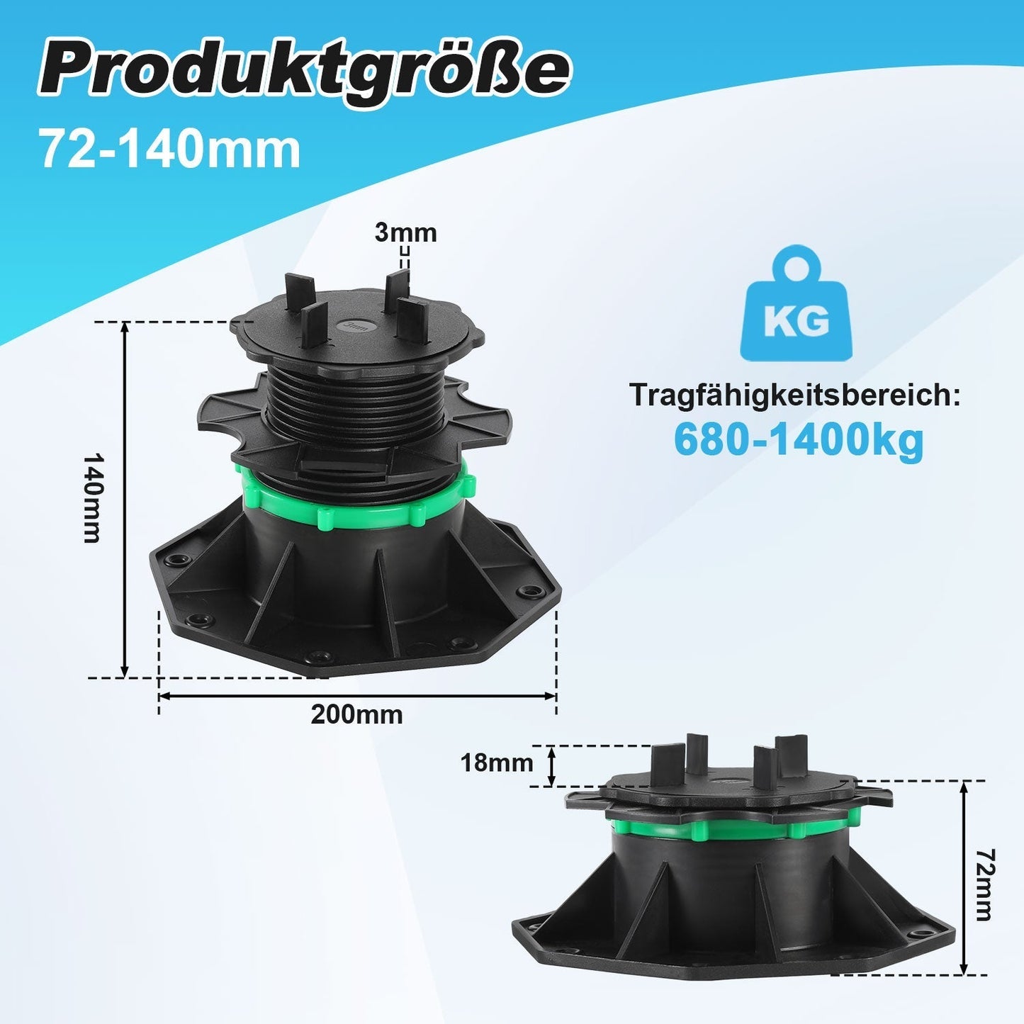 Height Adjustable Pedestal Support Plate