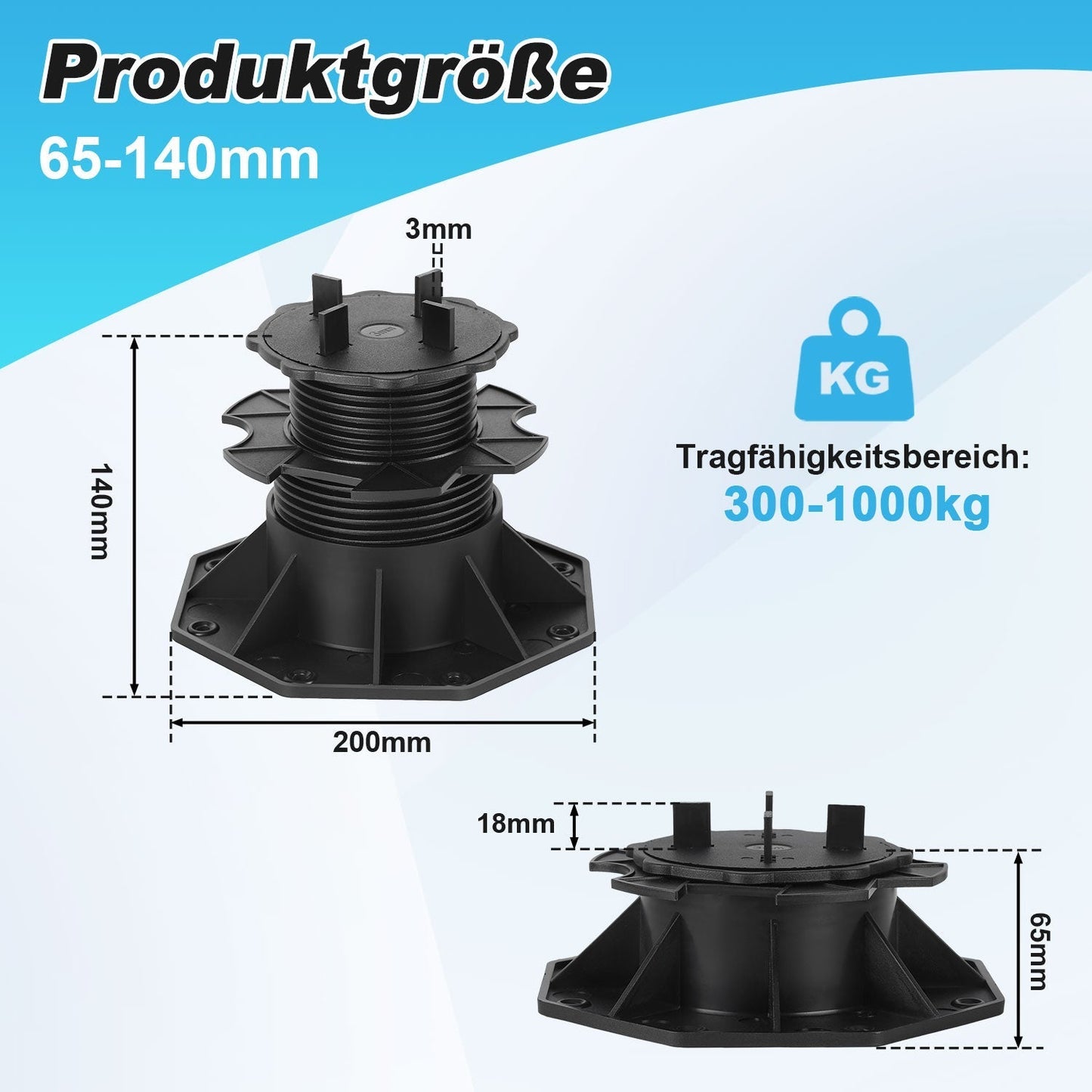 Height Adjustable Pedestal Support Plate