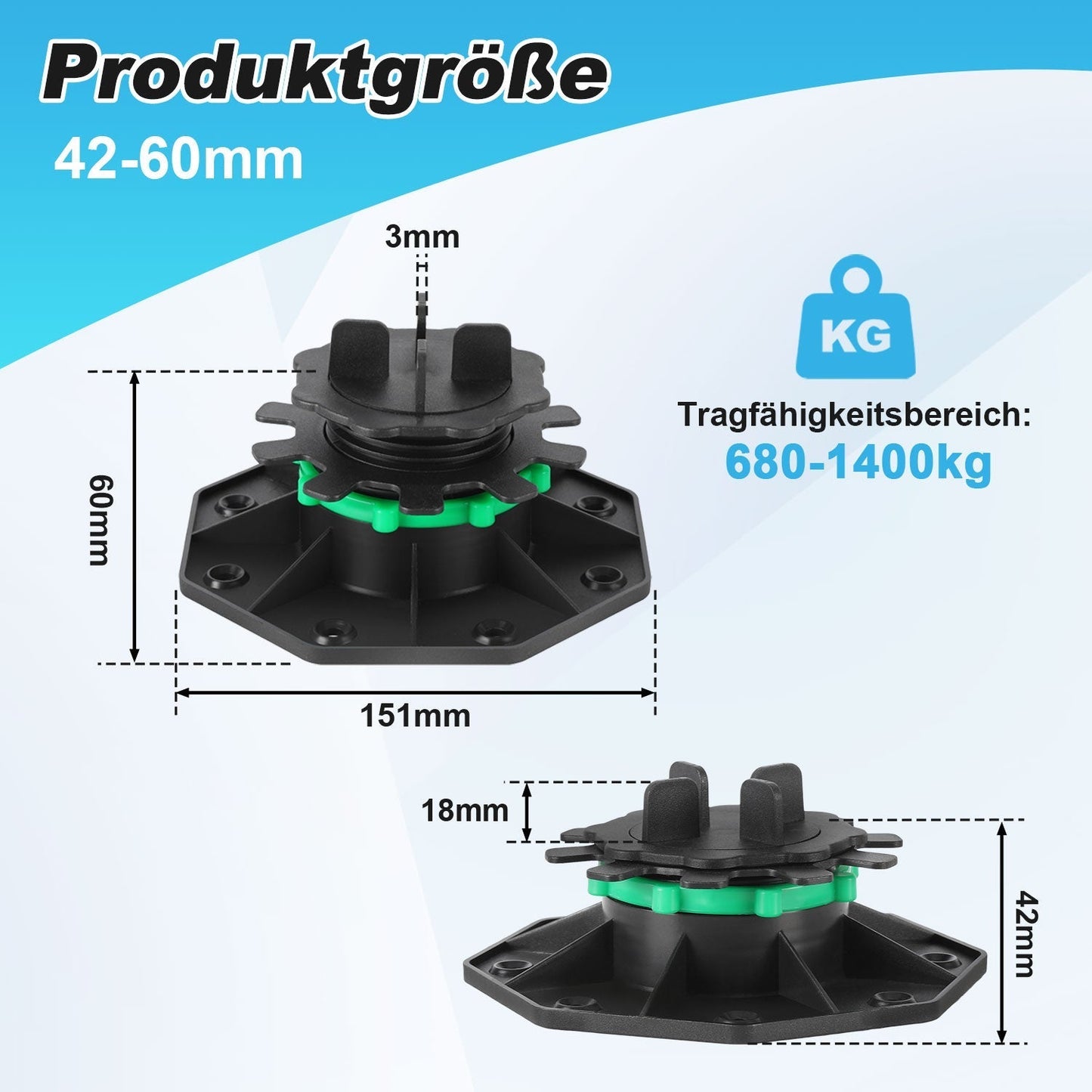 Height Adjustable Pedestal Support Plate