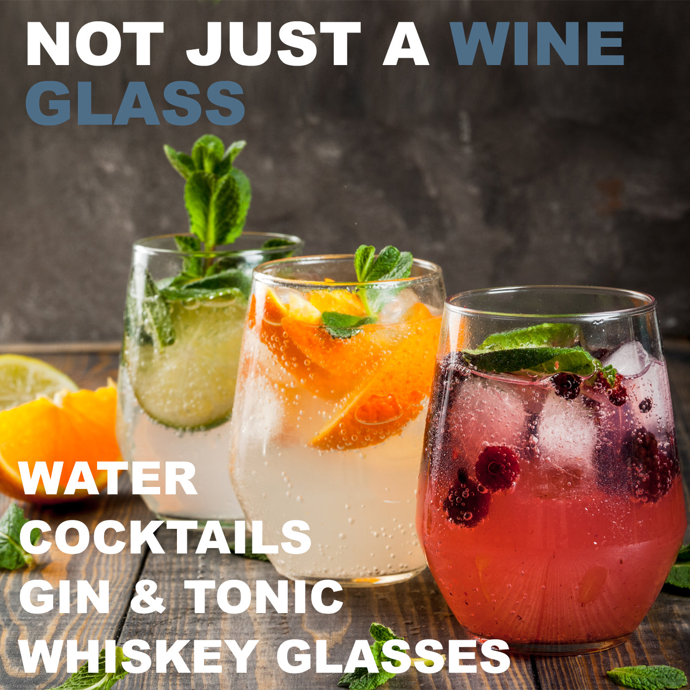 Set of 6 Stemless Wine Tumblers