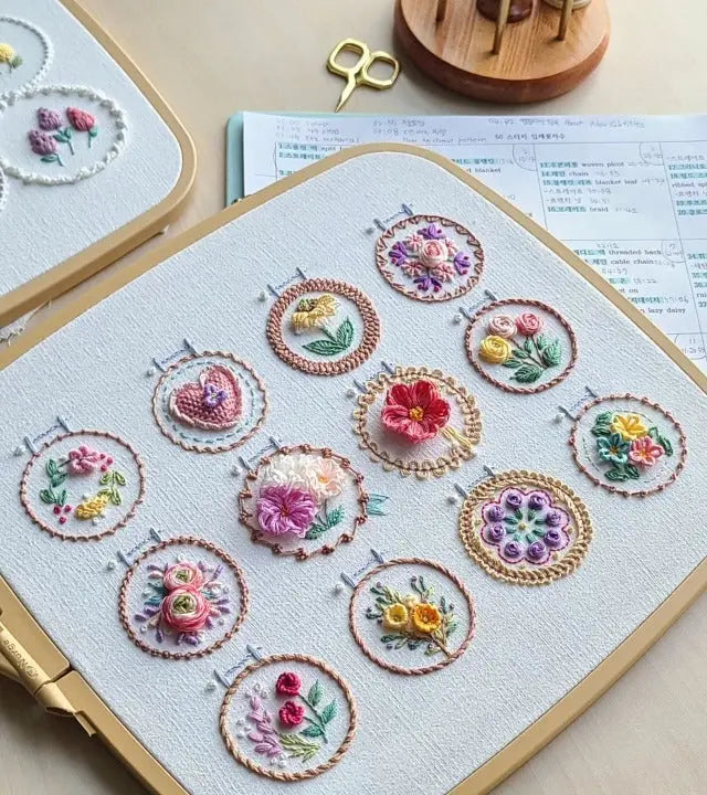 12 Floral Pattern Embroidery Kit | Complete Set for Beginners | StitchCraft