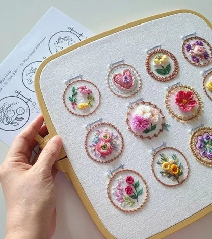 12 Floral Pattern Embroidery Kit | Complete Set for Beginners | StitchCraft