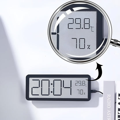 Digital LED Wall Clock with Large Display for Temperature and Humidity