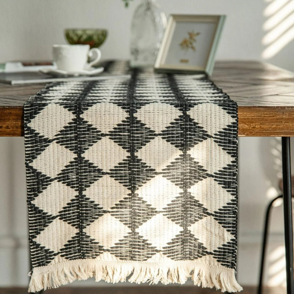 Chic Geometric Tassel Table Runner for Elegant Dining