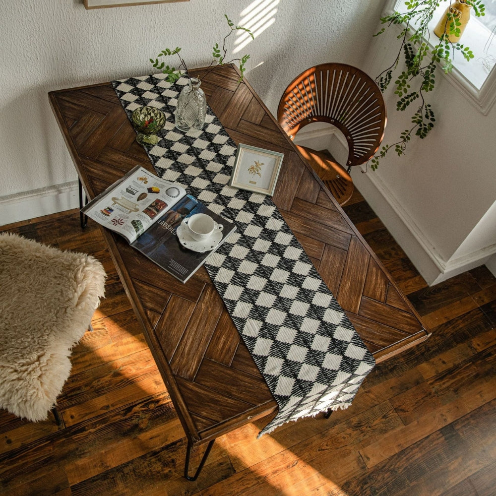 Chic Geometric Tassel Table Runner for Elegant Dining