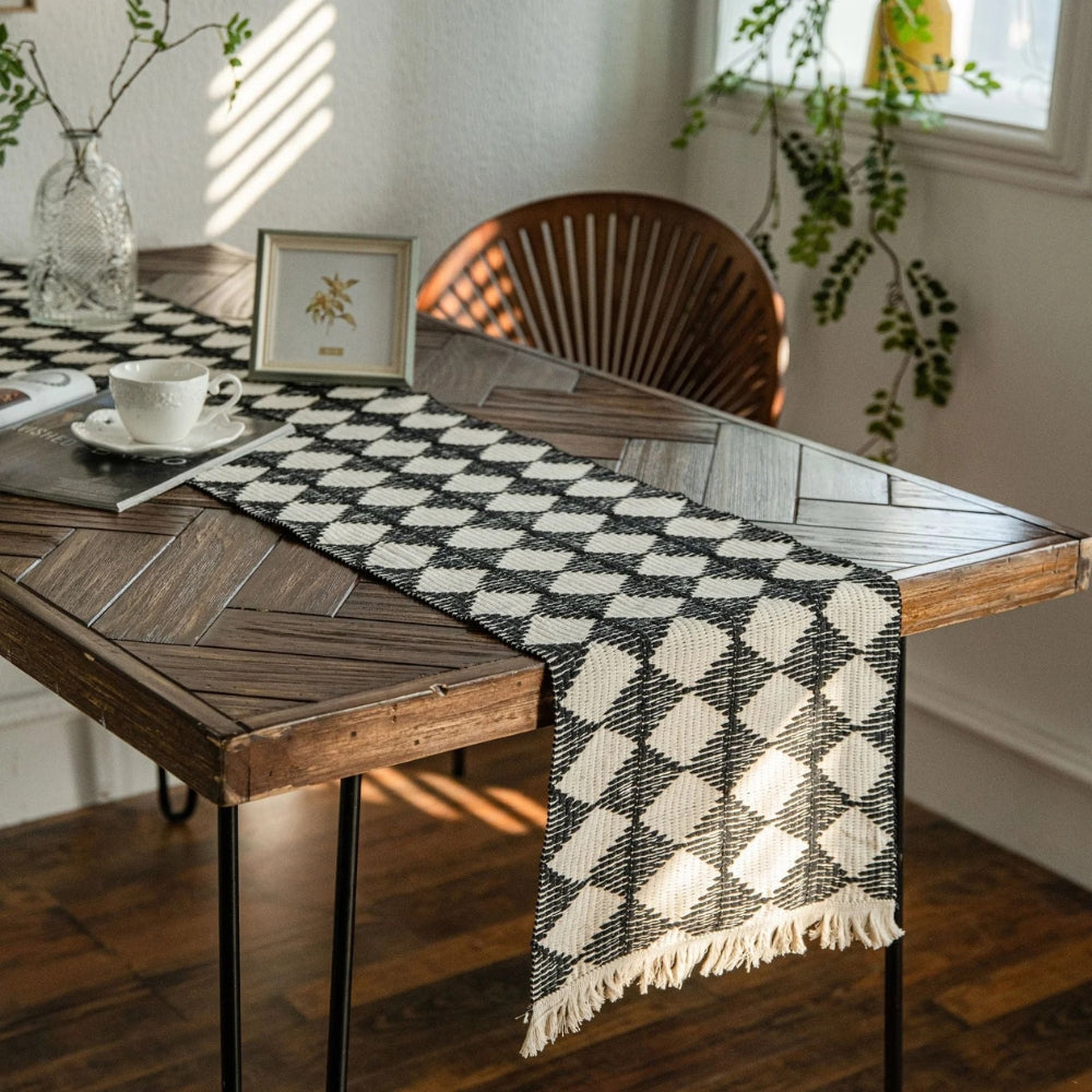 Chic Geometric Tassel Table Runner for Elegant Dining