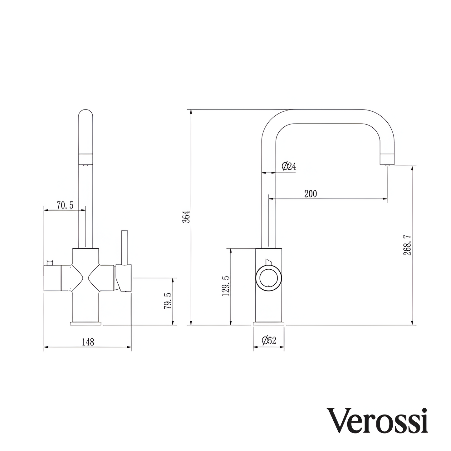 Instant Boiling Water Tap – 3-in-1 Design with Brushed Gold Color